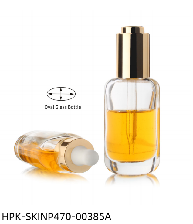 Round Shoulder Glass Bottle with Metalized Push-button Pipette Cap